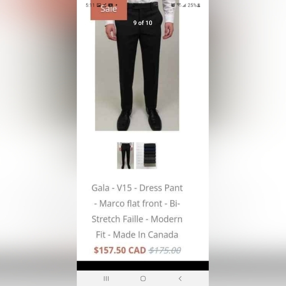 Men's Gala Black Stretch Dress Pant 36/30 Stetch Blend Lightweight - Picture 9 of 10